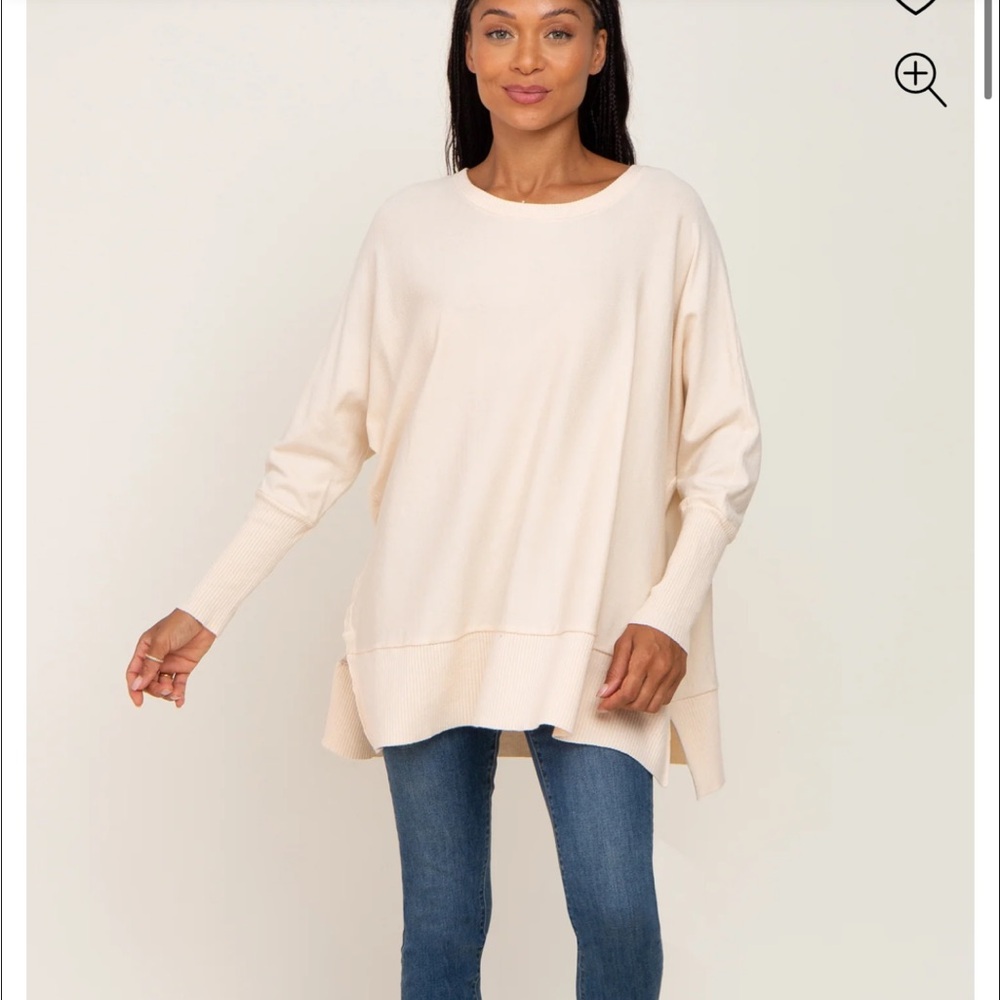 Pinkblush Cream Crew Neck Maternity Sweater